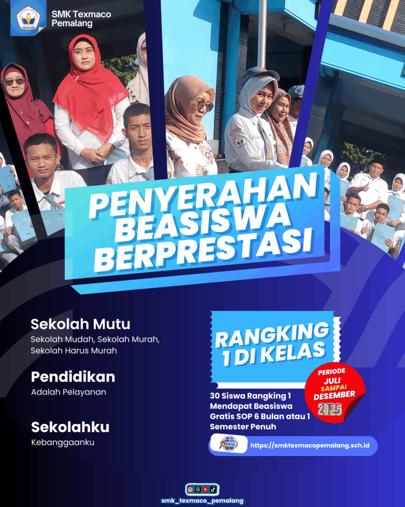 30 Siswa SMK Texmaco Pemalang Terima Beasiswa Rangking 1